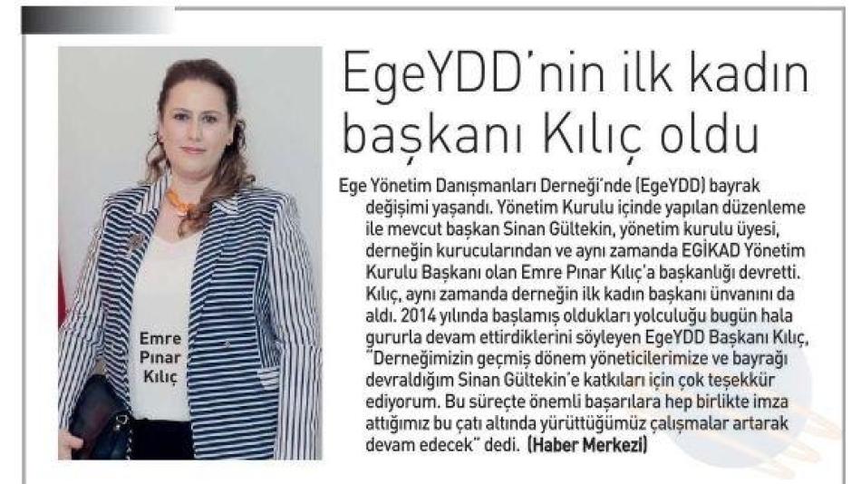 EGEYDD’NİN İLK KADIN BAŞKANI KILIÇ OLDU